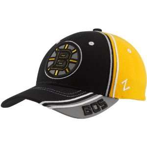  Zephyr Boston Bruins Black Gold Slash Z Fit Hat: Sports 
