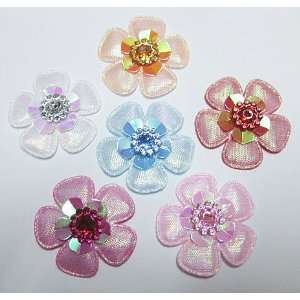   Glitter Fabric Flowers Padded Appliques PA43: Arts, Crafts & Sewing