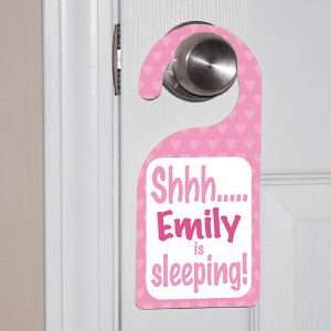  Personalized ShhhBabys Sleeping Pink Door Hanger: Home 