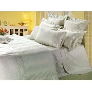  10 Piece All 100% Cotton Ivory Ultra Luxury Bedding Set in 