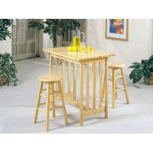   Top Breakfast Table Set w/ Natural Finish #AC 012412: Home & Kitchen
