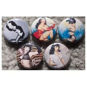   of 5 BRAND NEW Bettie Page One Inch Buttons / Pins: Everything Else
