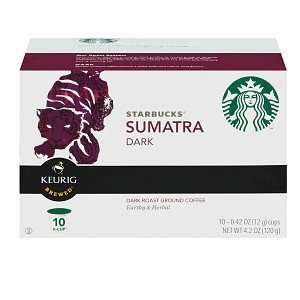 Starbucks K cup Coffee, Sumatra Dark, K cups for Keurig Brewers, 10 