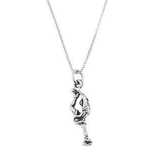   Sterling Silver Three Dimensional Girl Figure Skater Necklace: Jewelry