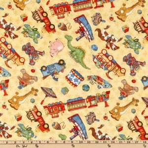   Wind It Up Toys Light Yellow Fabric By The Yard: Arts, Crafts & Sewing