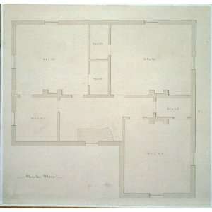  Two story house with piazza,Chamber floor plan,1830 60 