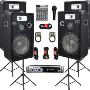   15 Speakers, Mixer, Mic, Stands and Cables DJ Set New CROWNE1525SET8