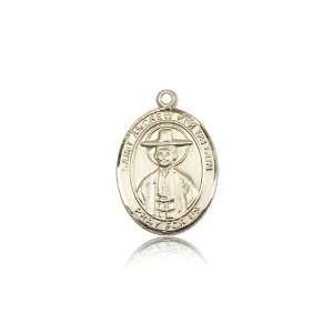 14kt Gold St. Saint Andrew Kim Taegon Medal 1/2 x 1/4 Inches 9373KT 