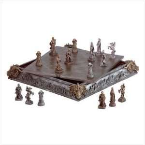  Medieval Knight Dragon Battle Carved Chess Game Set 