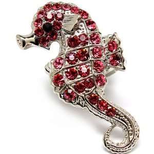  Sea Creature Sea Horse Bling Crystals Cocktail Ring 