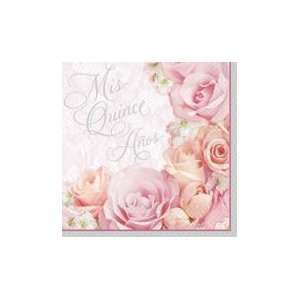  36 Ct. Mis Quince Anos Blossoms Beverage Napkins: Health 