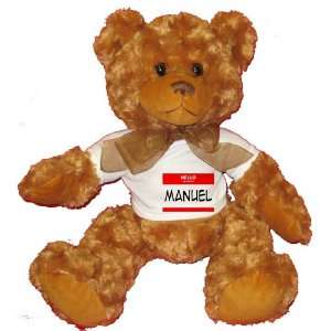  HELLO my name is MANUEL Plush Teddy Bear with WHITE T 
