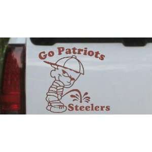 Brown 12in X 12.9in    Go Patriots Pee On Steelers Car Window Wall 
