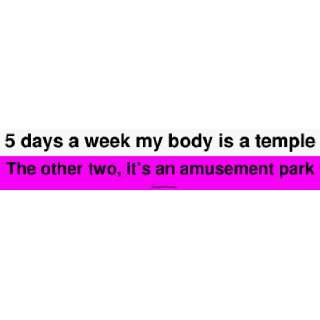   my body is a temple The other two, its an amusement park Bumper Sticke