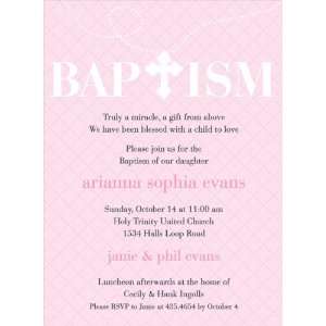  Hatch Pattern Pink Baptism Invitations: Health & Personal 
