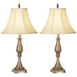    Set of Two Gilded Gold Classic Table Lamps