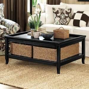 Morgan Large Cocktail Table with Baskets Rubbed Black  Ballard Designs