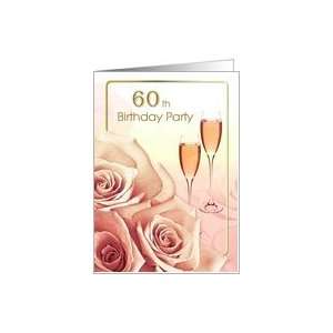  60th Birthday Party Invitation. Wine and Roses Card: Toys 