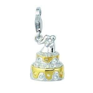   14K 1.54 grams Yellow Gold Diamond 0.08CT Wedding Cake Charm: Jewelry