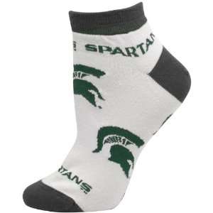   Spartans Ladies White Allover Logo Ankle Socks