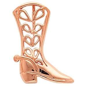  18K Rose Gold Cowboy Boot Pendant Jewelry