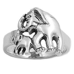  Sterling Silver Elephant Ring, Size 5: Jewelry