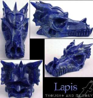 SUPERB Afghani Lapis Lazuli Carved Crystal Dragon Skull  