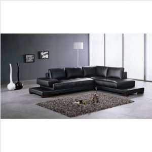  Set Ruby Black Ruby 2 Piece Leather Sectional Sofa Set in Black