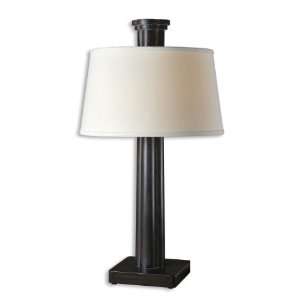 Uttermost 35 Inch Nicholson Lamp In Aged Black Wash w/ Dark Mahogany 