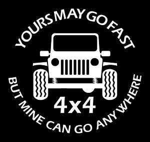 Go Anywhere Vinyl Decal 4wd 4x4 Funny Sticker fits Jeep cj yj tj 
