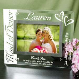 Personalized Maid/Matron of Honor Glass Picture Frame  