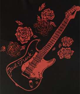 NWT PAUL FRANK Black Guitar and Roses T Shirt~ sz XS, S  