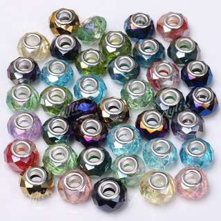 40pcs Mixed Faceted Crystal European Charm Beads 9x14mm  