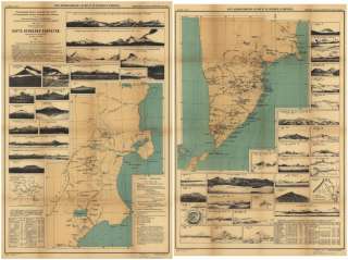 1928 map Volcanoes, Russia Kamchatka Peninsula  