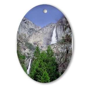 Yosemite Falls Upper Lower Art Oval Ornament by 