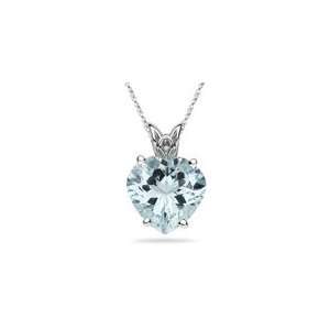  2.83 Cts Aquamarine Heart Scroll Pendant in 14K White Gold 