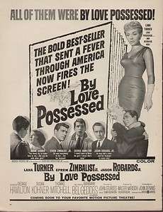   Possessed 1961 Movie Ad/Poster Lana Turner, Efrem Zimbalist Jr  