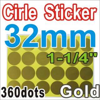 GOLD Labels Sticker Circle Round Color 32mm 1 1/4 inch  