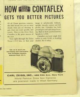 1956 Carl Zeiss Ikon Contaflex 35MM Camera Photo Ad  