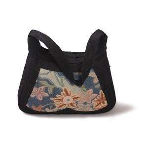   03 BLK Black Hemp & Kashmiri Wool Handbag With Zipper Closure Beauty