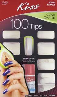 Kiss Glue on 100 Tips Curve Overlap Nail Kit 20004 100PS08 Long Length 