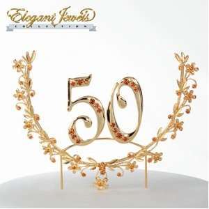  Elegant Jewels 50th Anniversary Cake Top: Kitchen & Dining