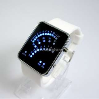 White Luxury Sport Style Sector 29 Blue Red LED Digital Date Unisex 