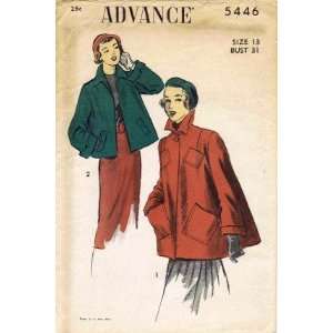  Advance 5446 Sewing Pattern Coat Topper Size 13   Bust 31 