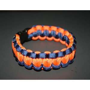 550 Paracord Survival Bracelet Orange & Navy Size 7.5