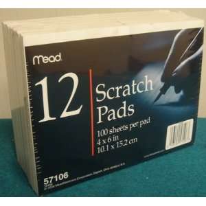  57106 Mead 12 Scratch Pads (100 sheets per pad) 4 x 6 