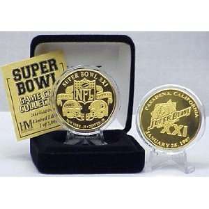  24kt Gold Super Bowl XXI flip coin: Sports & Outdoors