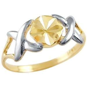     14k Yellow and White Gold Ladies Hugs and Kisses XOX Ring Jewelry