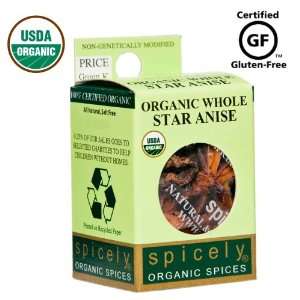 Spicely 100% Organic and Certified Gluten Free, Star Anise Whole