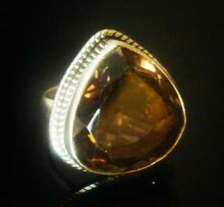 1270 SMOKY QUARTZ 925 SILVER HANDMADE RING SIZE US 8  